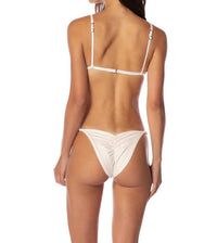 MAAJI Micro Crunch Low Rise Single Strap Bikini Bottom in crystal pearl - women's swimwear - detail view