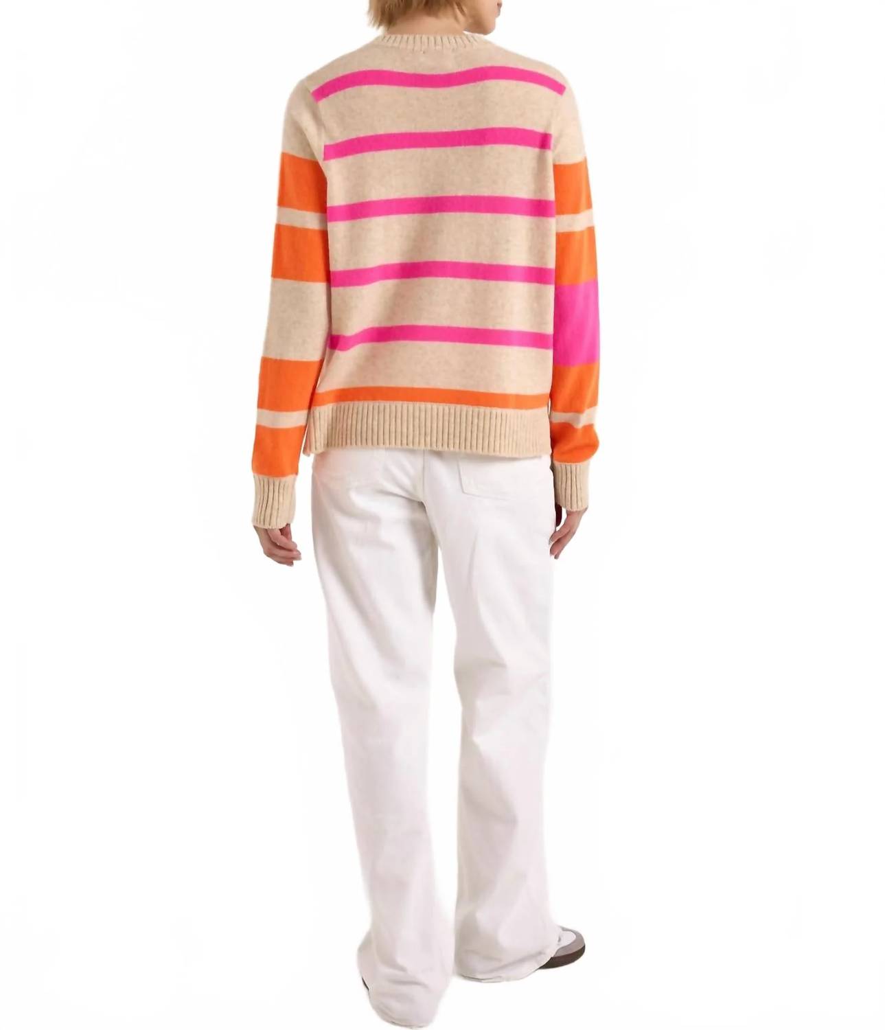 Brodie Cashmere - Irregular Shape Stripe Maya Crew Sweater