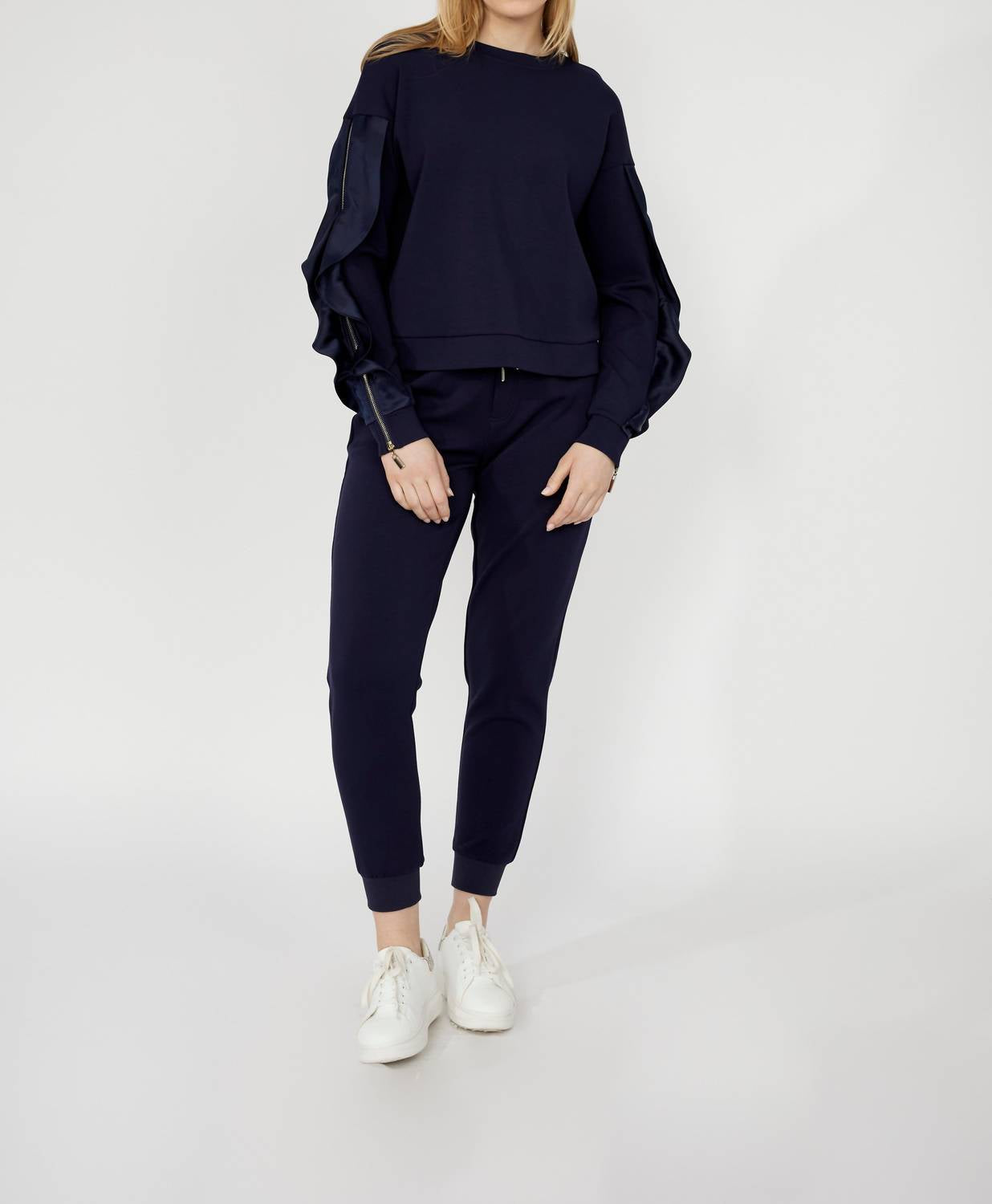 Frank Lyman - Maeve Ruffle And Zipper Long Sleeve Top