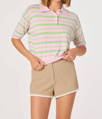 Astr - Scottie Striped Knit Polo Sweater