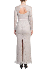 Adrianna Papell - Crew Neck Illusion Embellished Back Lace Dress