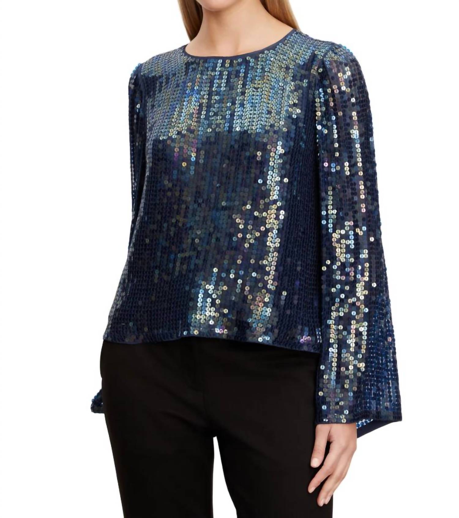 Velvet By Graham & Spencer - Evie Sequin Wide Neck Blouse