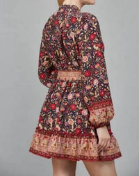 Fate - Women's Border Print Belted Button Down Mini Dress