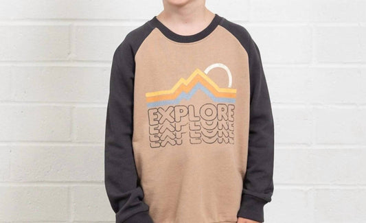 Tiny Whales - Boys' Explore Raglan Sweatshirt