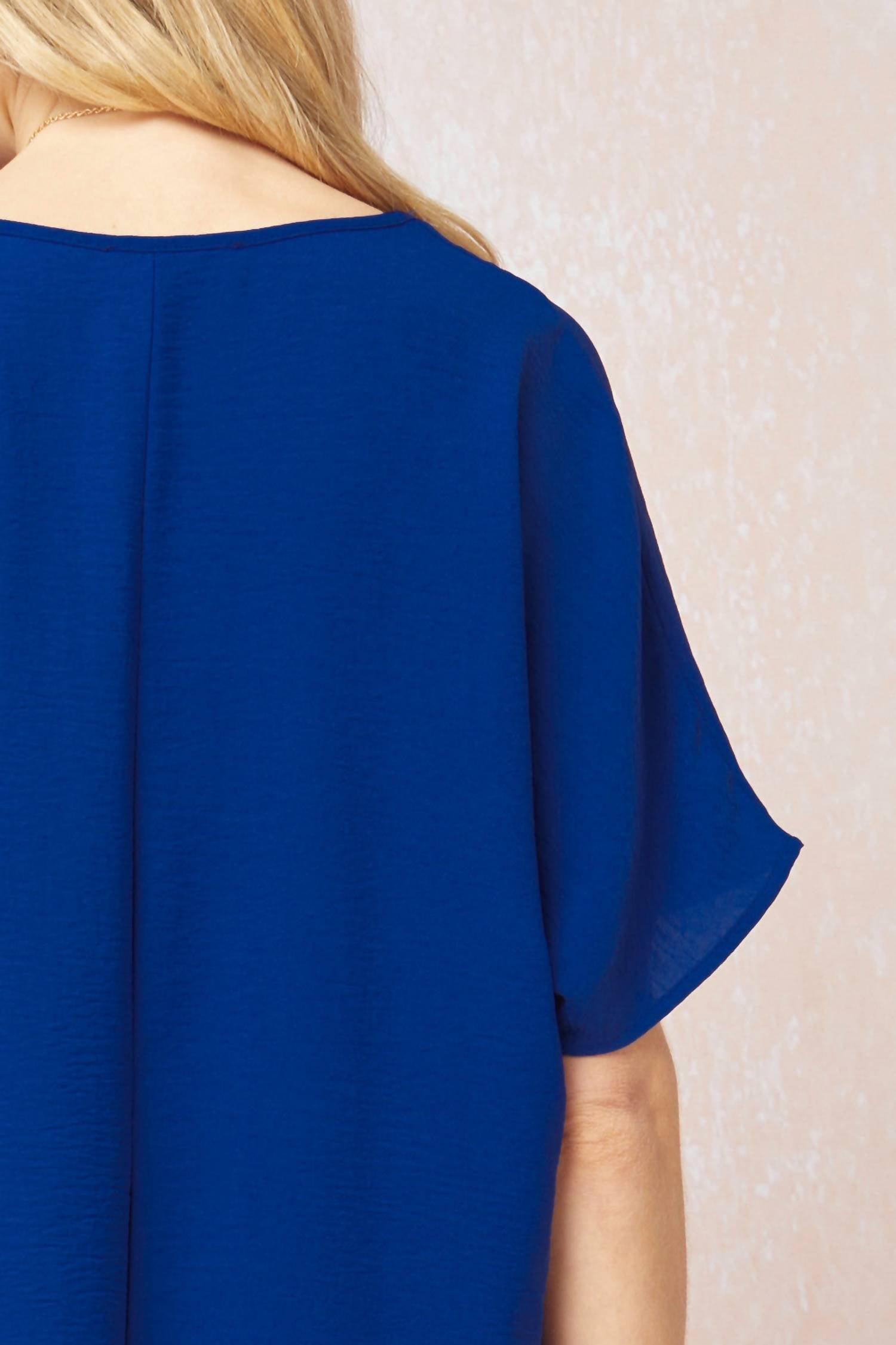 entro Solid V-neck Top in royal - women's t-shirt - view 5