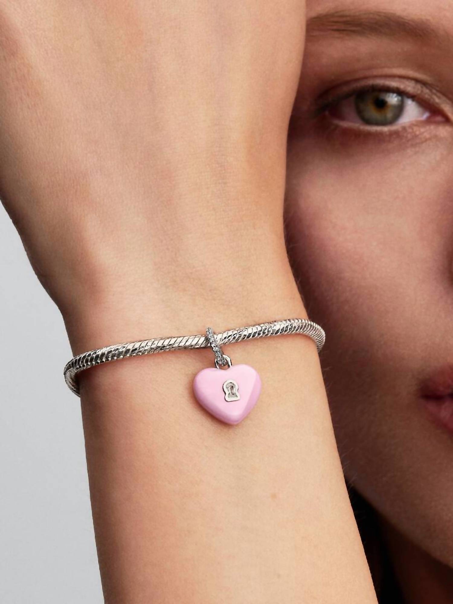 Pandora - Women's Ceramic Heart Padlock Dangle Charm