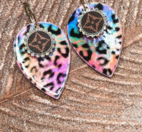 White Label - Women's Iridescent Leopard Teardrop Earrings
