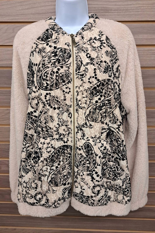 Entro - Women's Zip Jacket Lace Paisley Front Pockets