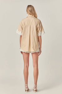 English Factory - Women's Midnight Lace Linen Shirt