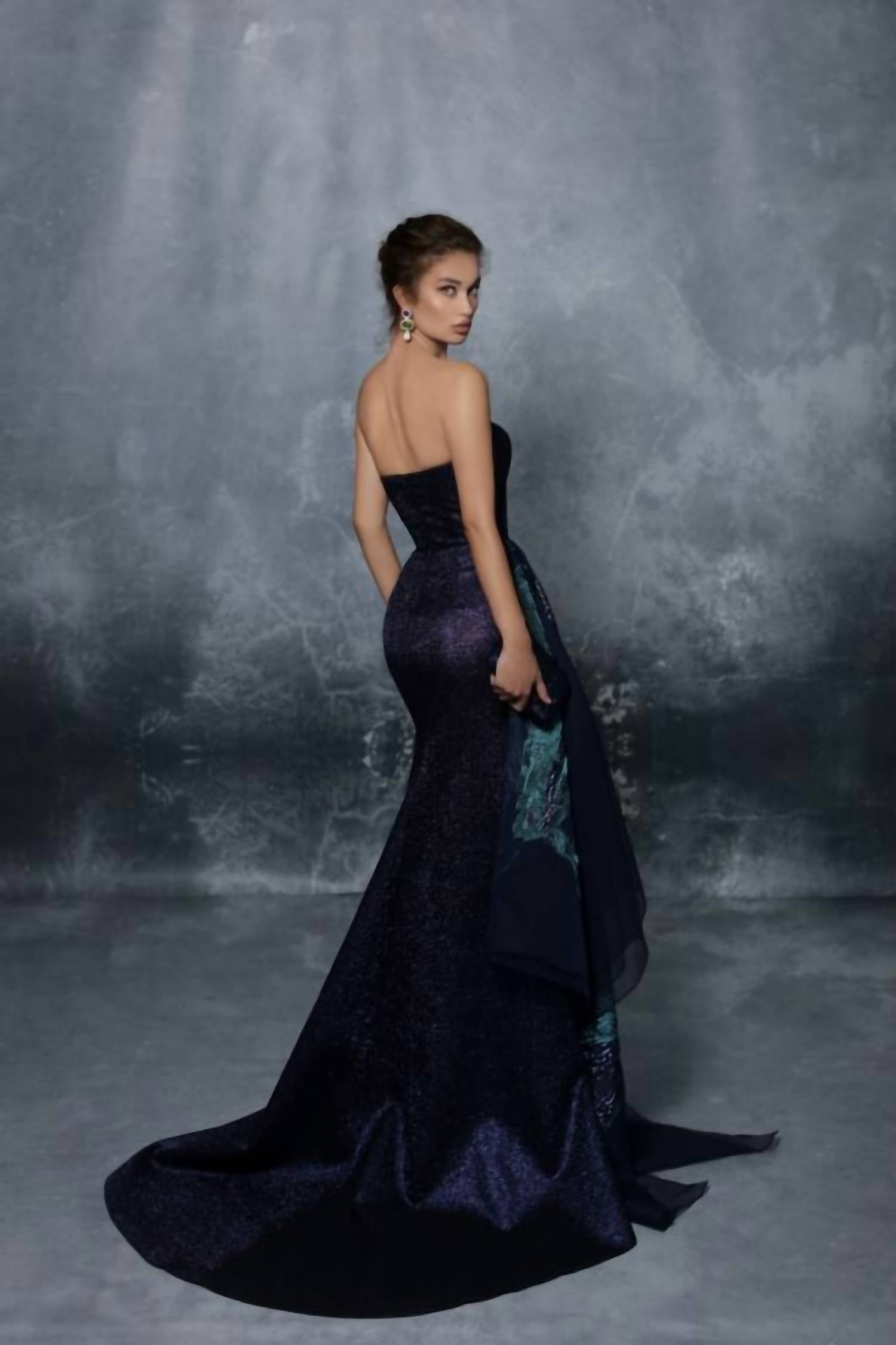 Tarik Ediz - Feris Strapless With Side Drape Dress