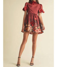 Eb Luxe - 3d Flower Print Mini Dress
