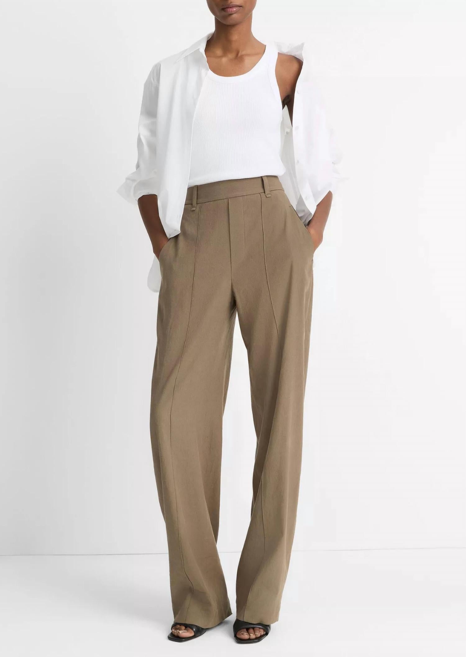 Vince - High Rise Pull On Linen Pant
