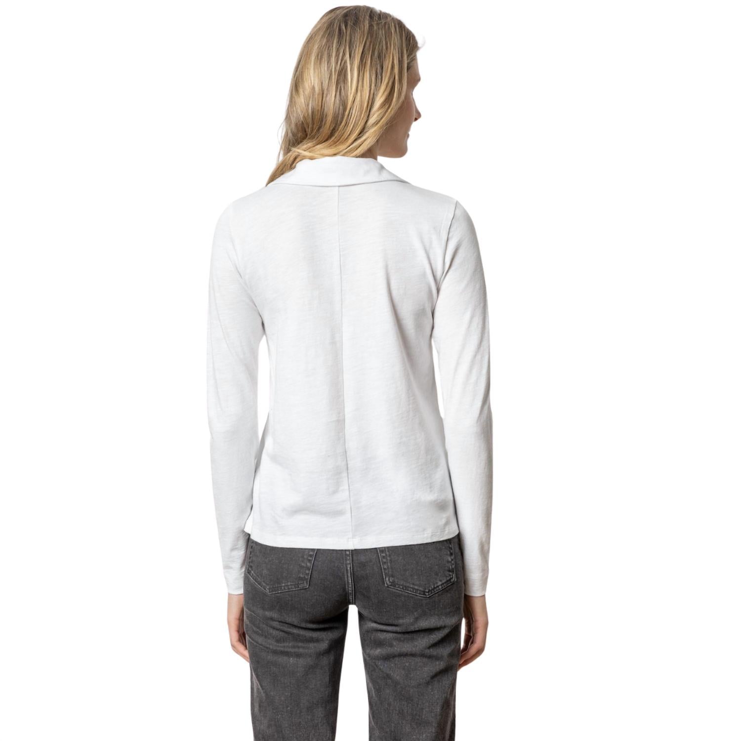 Lilla P - Long Sleeve Collared V Neck Top