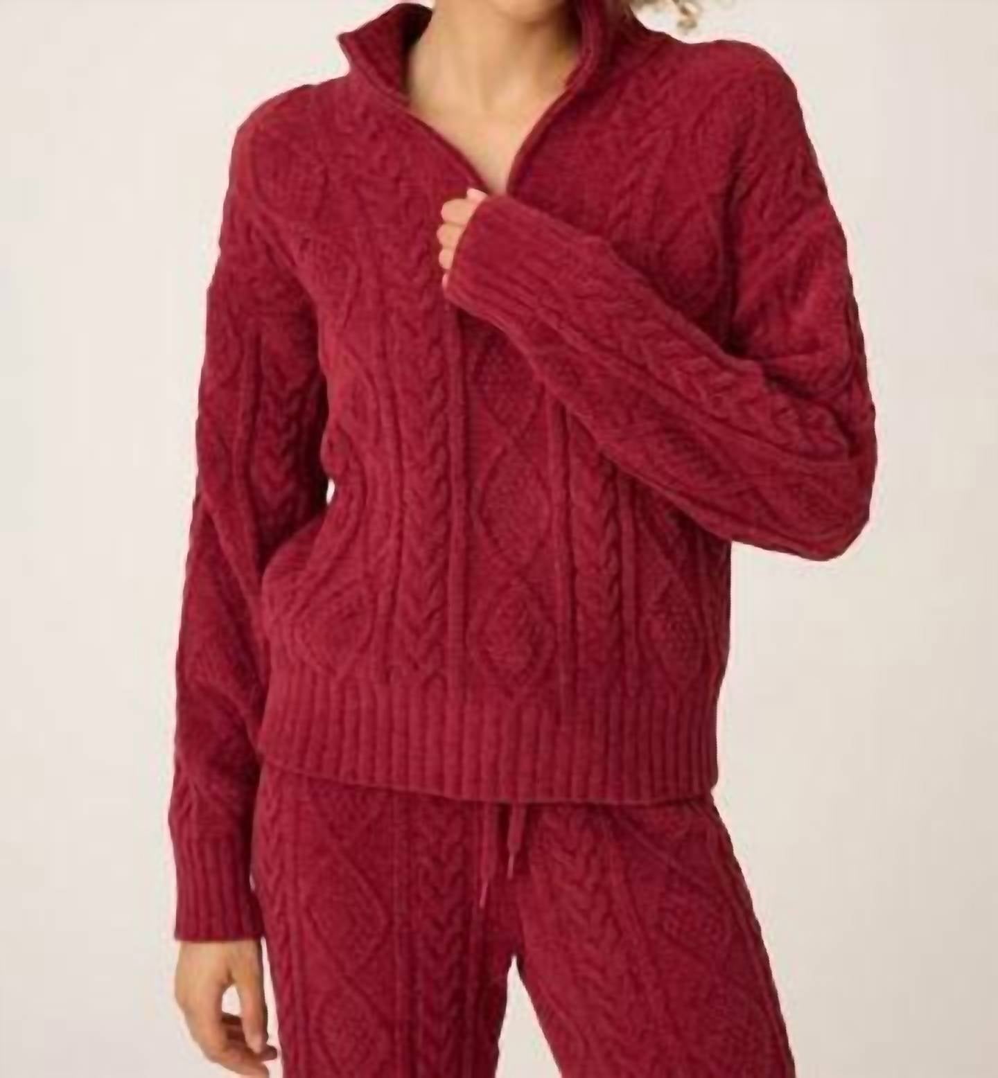 Pj Salvage - Chenille Cozy Cable Quarter Half Zip Top