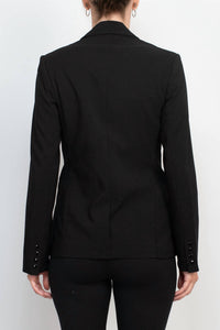 Truth - Lapel Collar One Button Closure Long Sleeves Woven Blazer