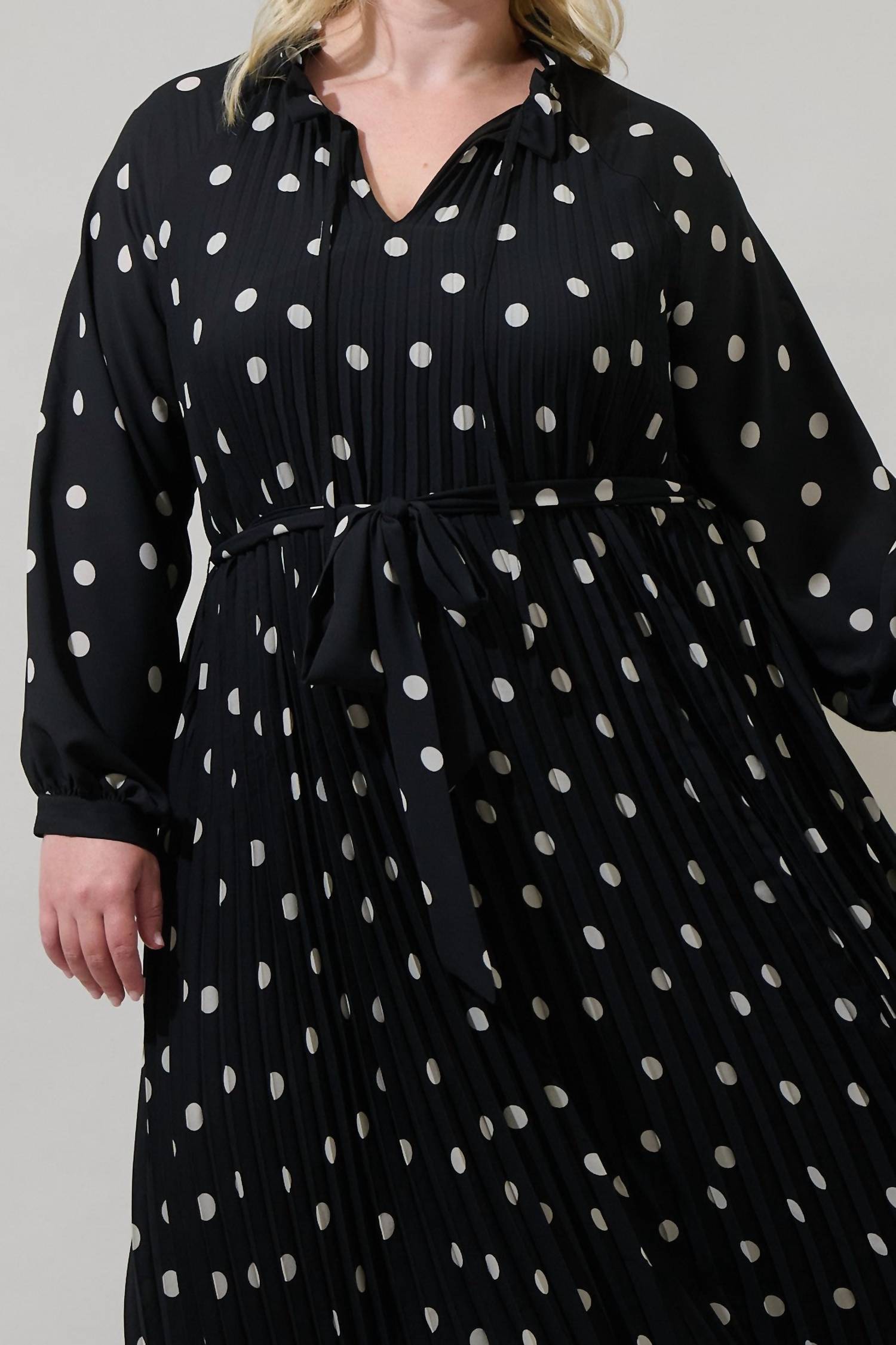 SUGARLIPS Kaline Polka Dot A-line Midi Dress in ivory black - women's dress - alternate view