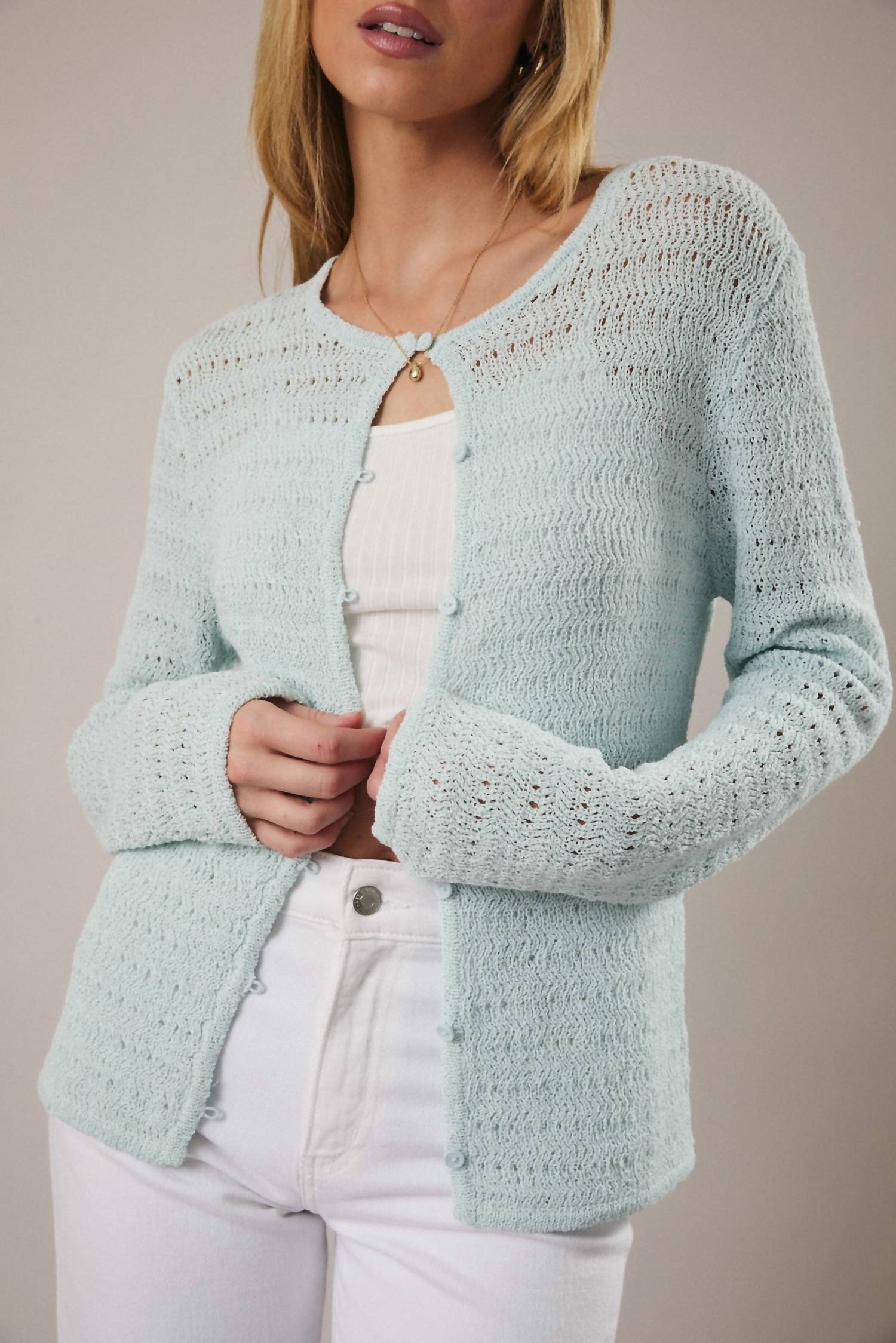 Sunday Edition - Alessia Open Weave Button Cardigan