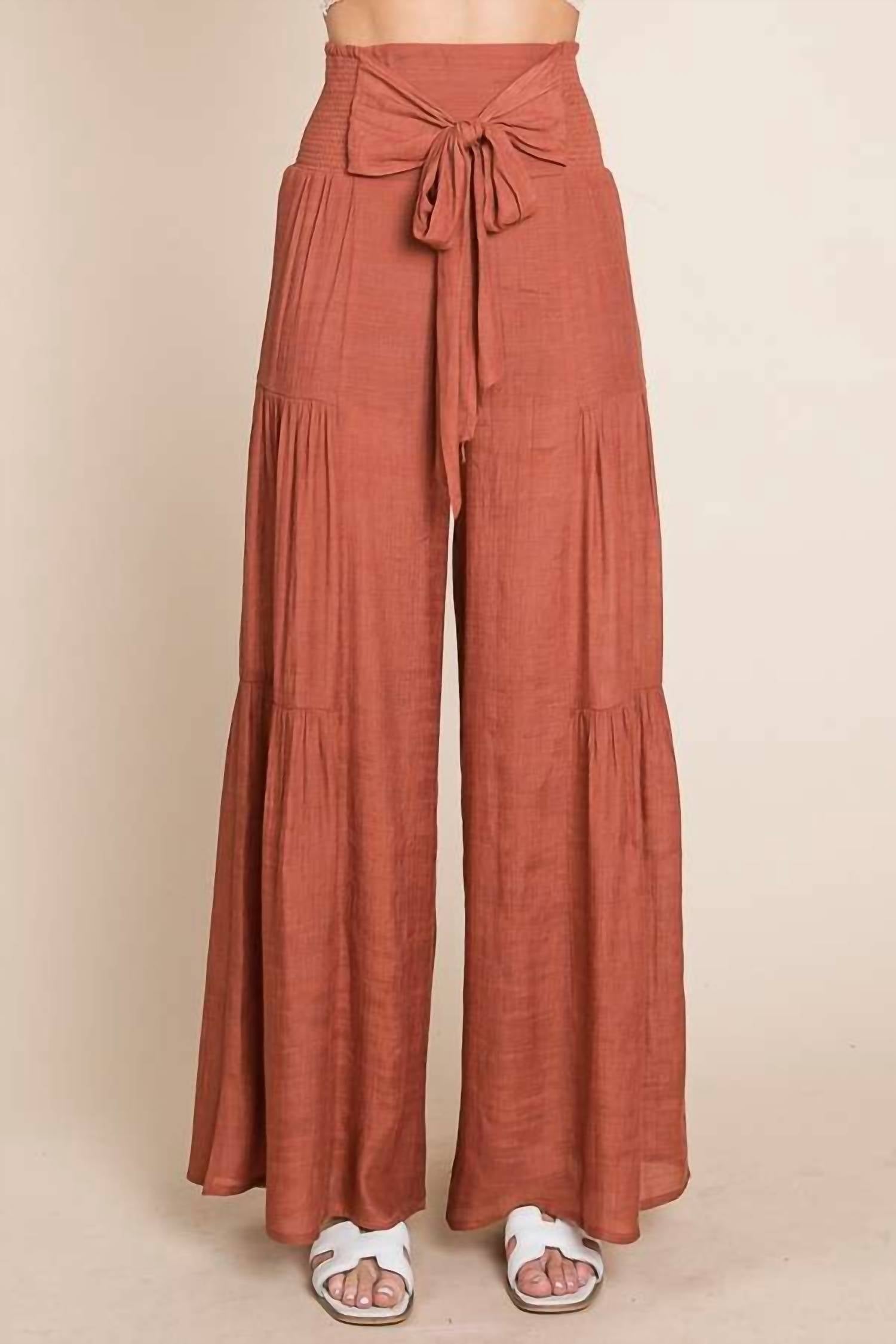 JADE BY JANE Tie Front Pants in rust - women's pants