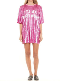 Why Dress - It's My Birthday Block Letter Sequin Dress