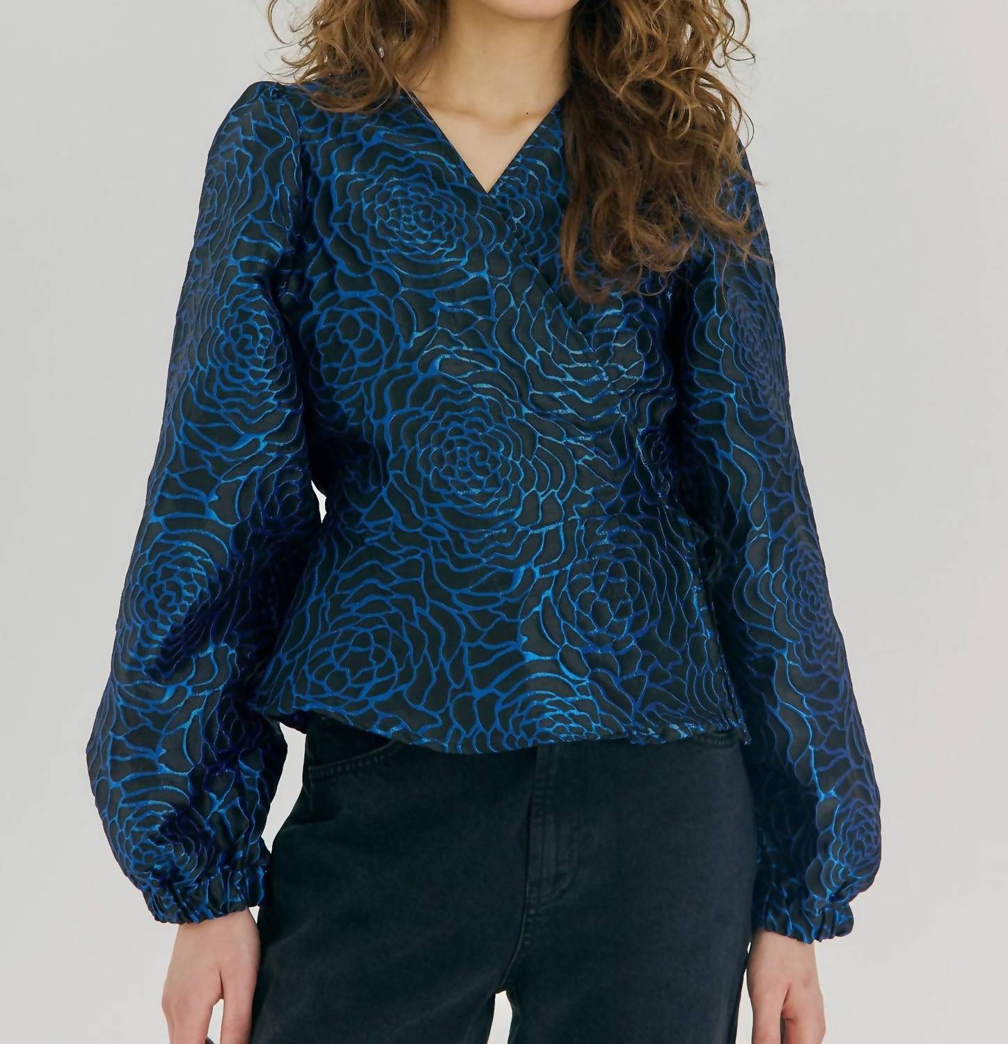Norr Women's Debra Top in bright blue - women's blouse