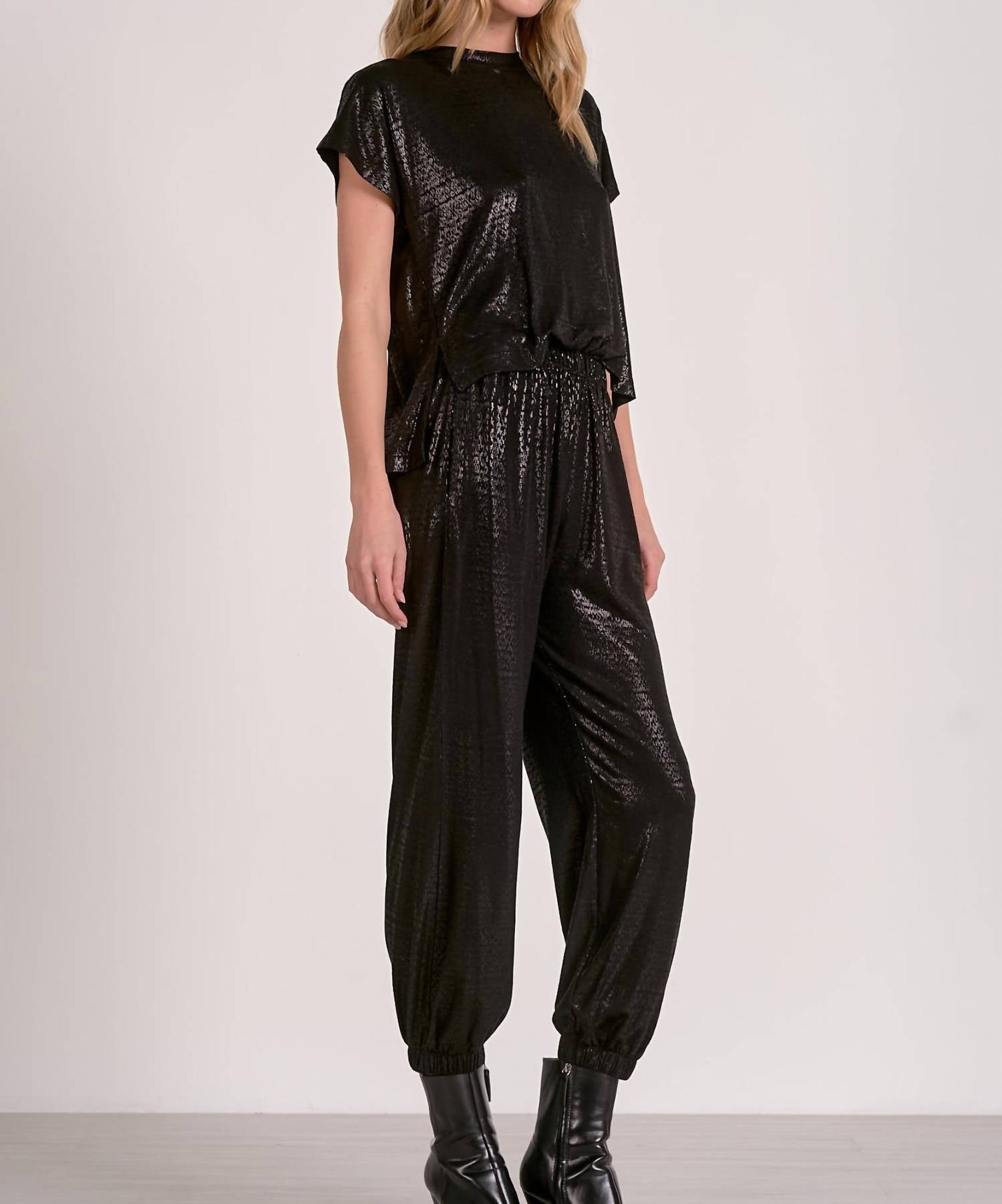 Elan - Mara Shimmer T-shirt Jumpsuit