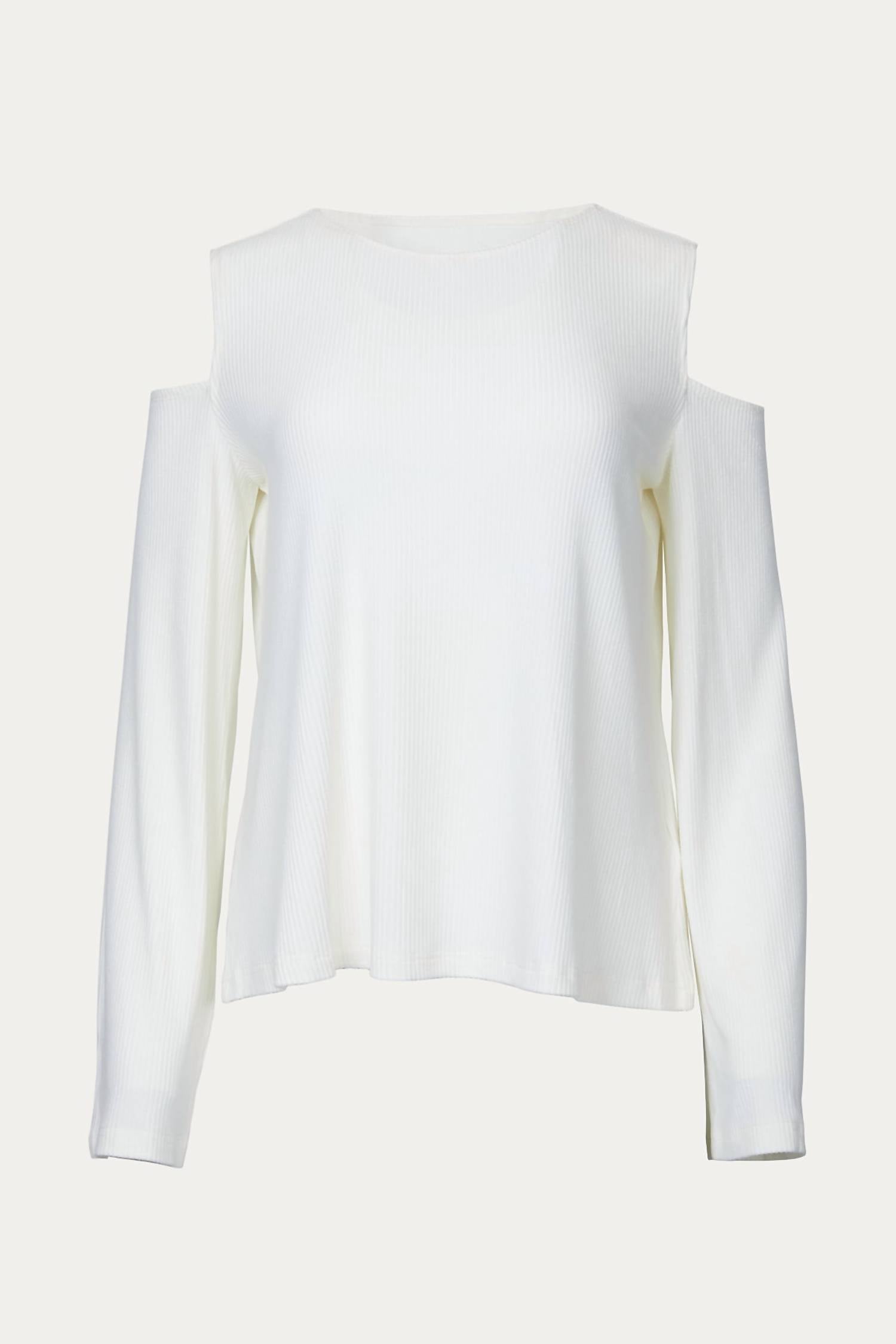 RIBBED COLD-SHOULDER TOP