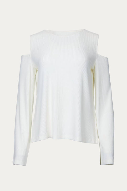 RIBBED COLD-SHOULDER TOP