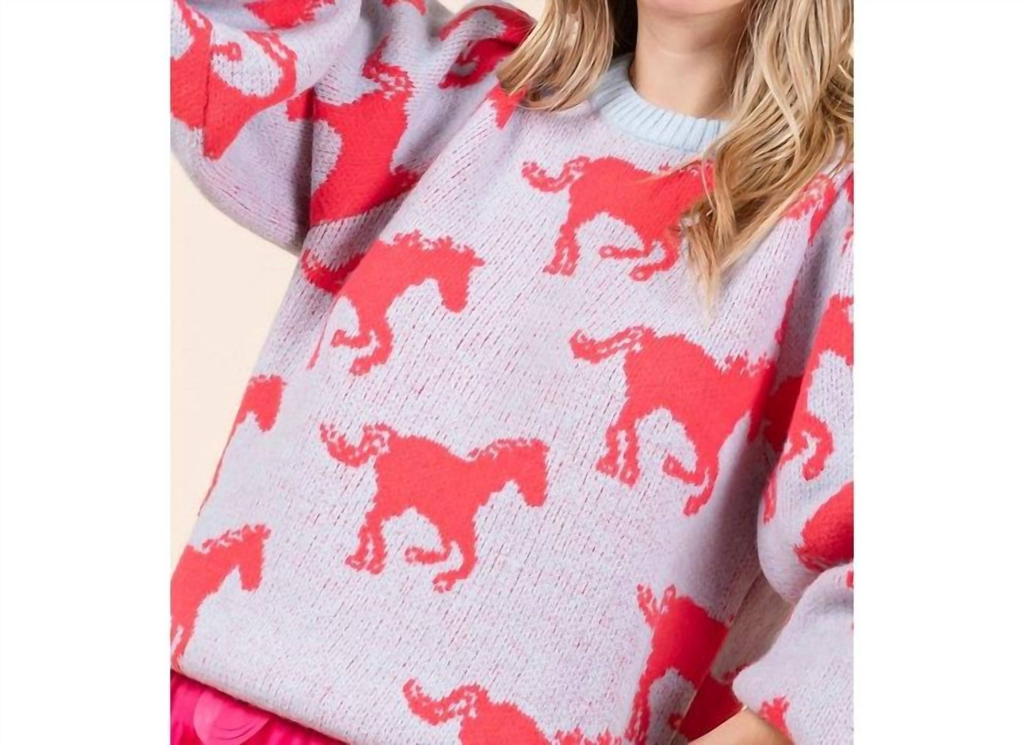Style Usa - Horse Print Knit Sweater
