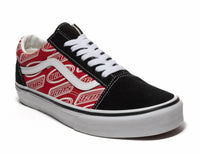 Vans Men's Old Skool Low Top Sneakers in cjh logo red - men's sneaker - detail view
