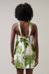 SUGARLIPS Palms Tropical Halter Mini Dress in cream green - women's dress - view 8
