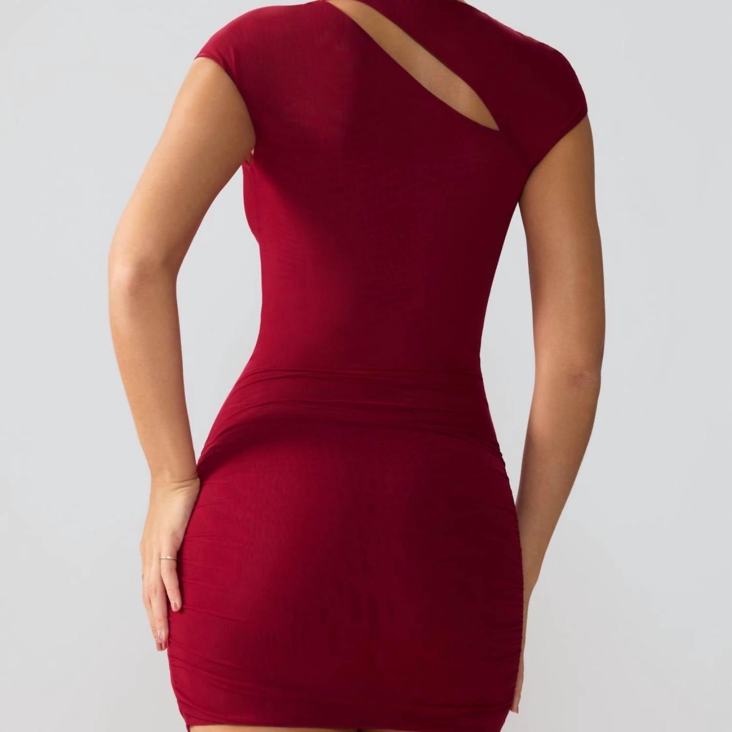 Oh Polly - Aurelia Mesh Cap Sleeve Cut Out Mini Dress