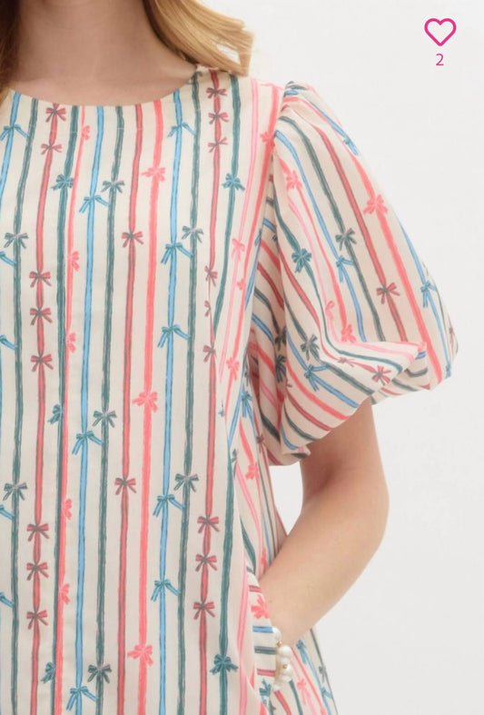 Entro - Multi Color Bow Print Dress