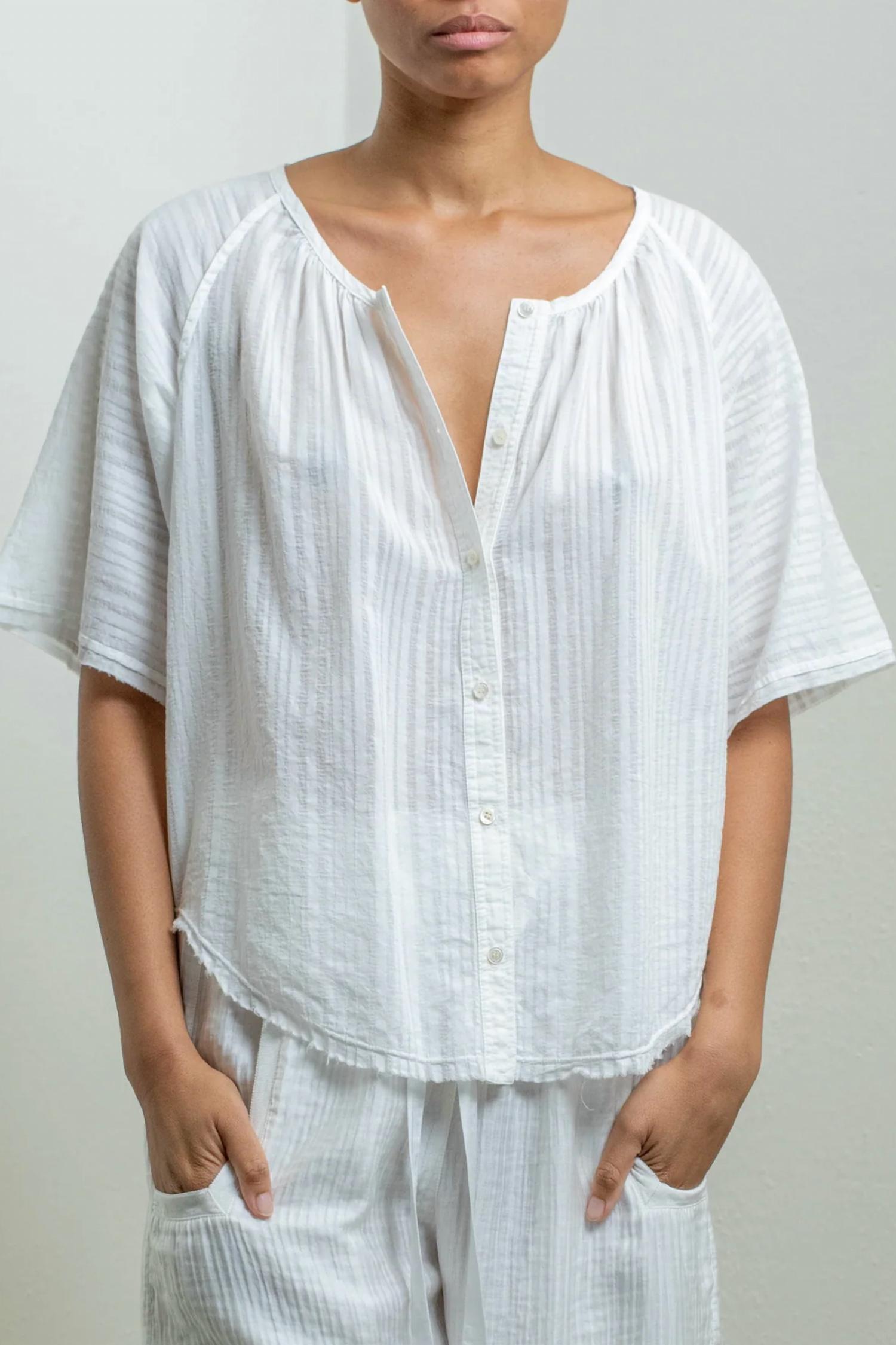 Raquel Allegra Miles Blouse in washed white - women's blouse