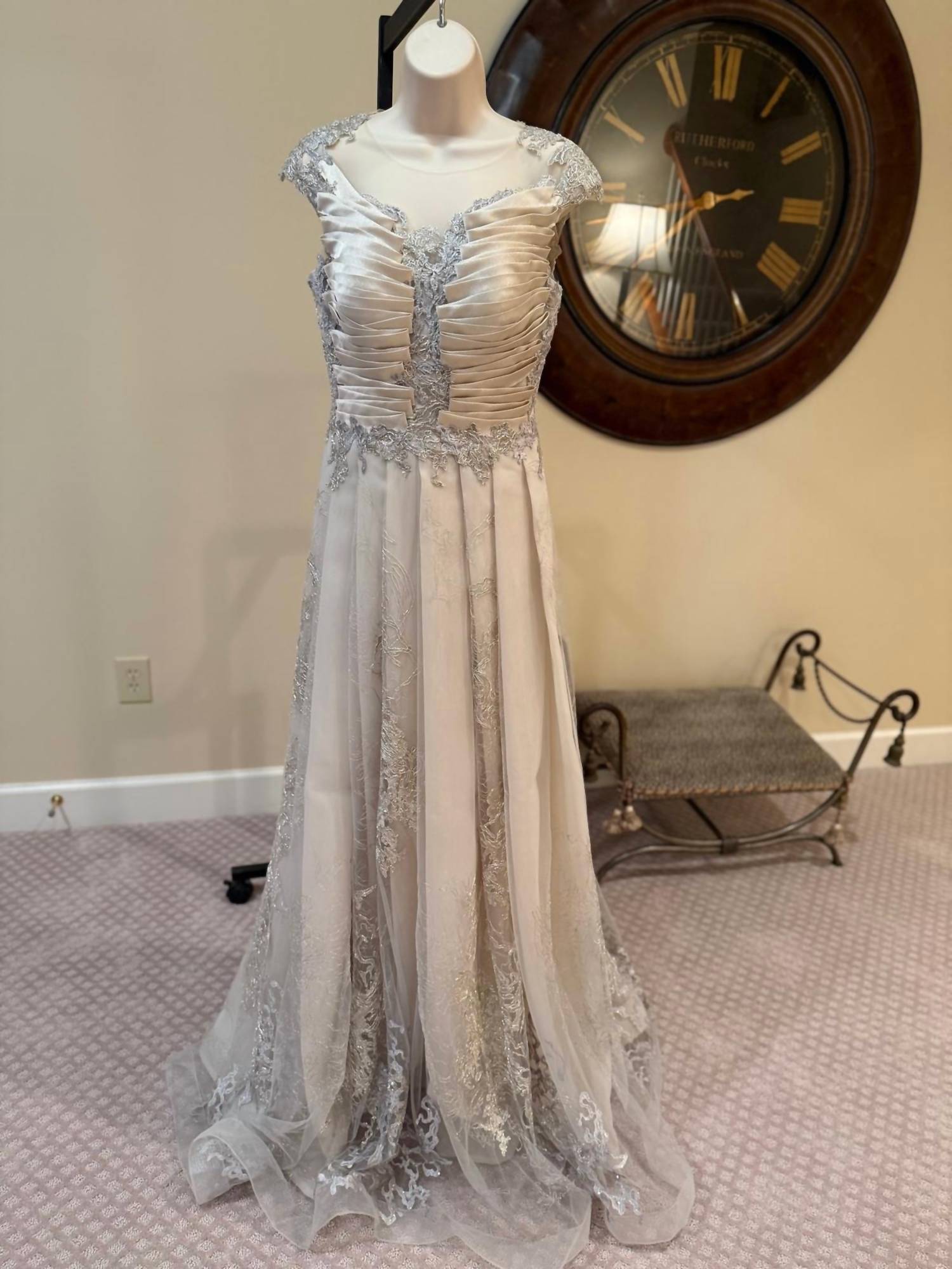 Gaby Charbachy - Lace Applique Fit And Flare Gown