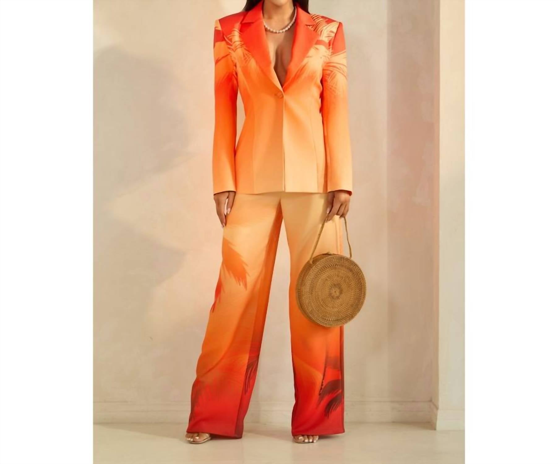 The Sang - Ombre With Palm Tree Print Jacket Set