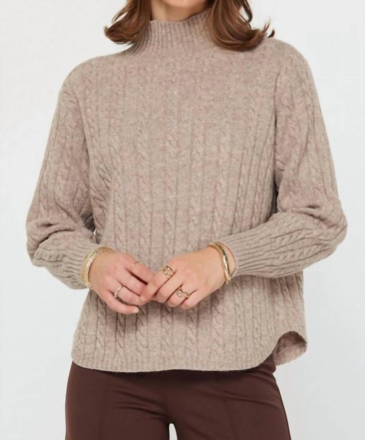 current air Mock Neck Sweater in beige - women's sweater