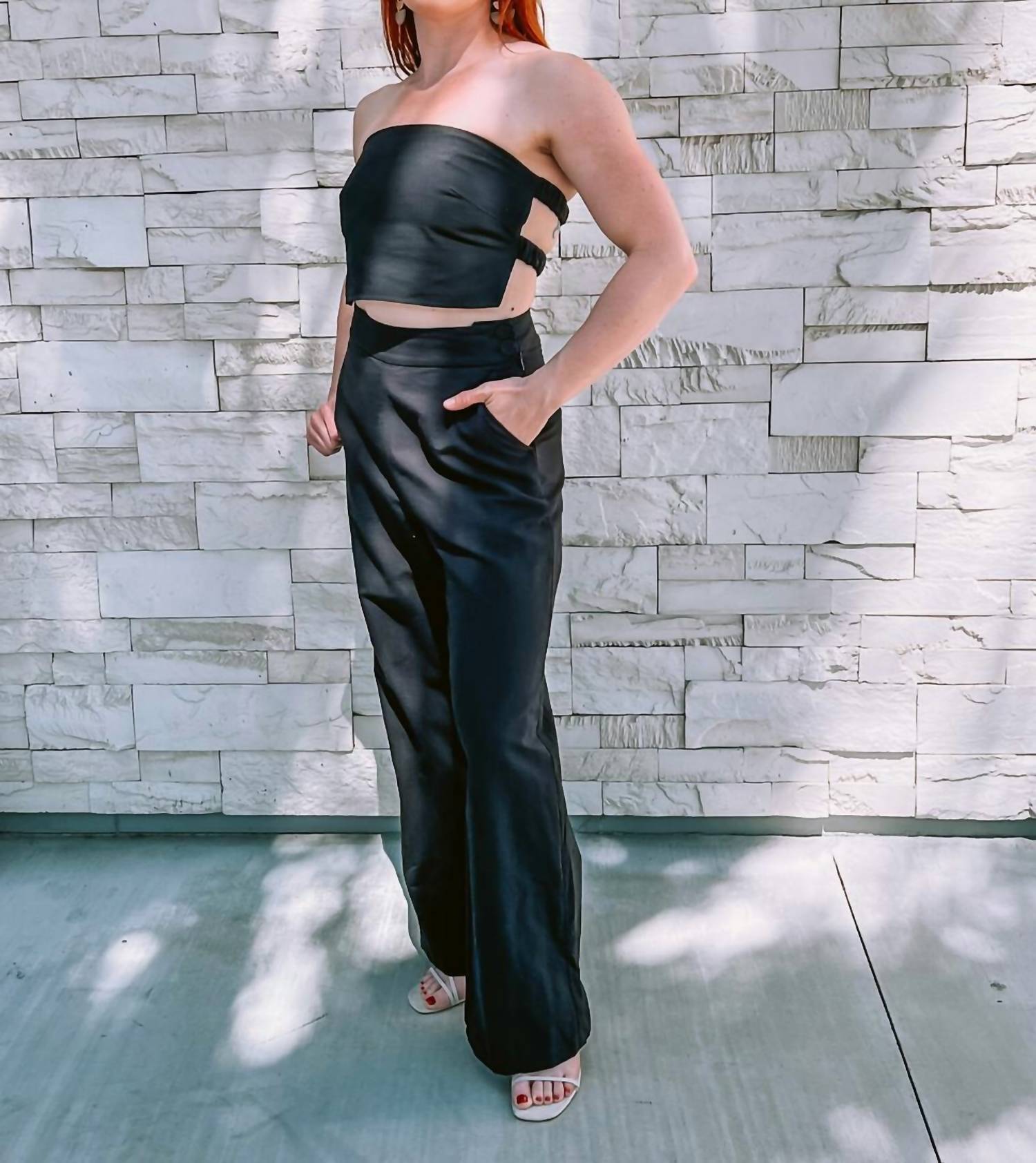 Crescent - Linen Bandeau Top And Pant Set