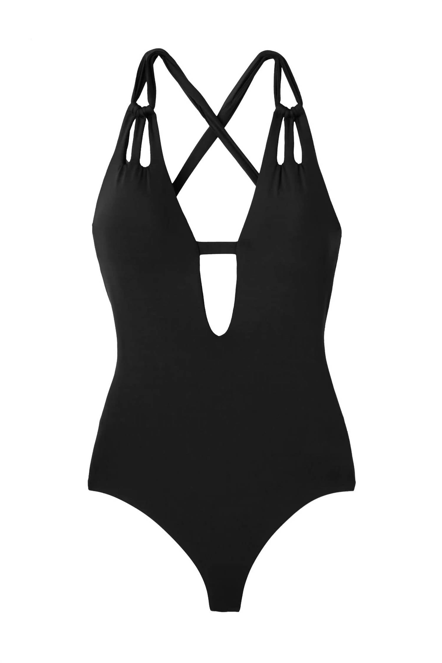 BECCA Virtue Code Skylar Loop Plunge One-piece in black - women's swimwear - view 5