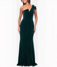 Betsy & Adam - One-shoulder Velvet Mermaid Gown