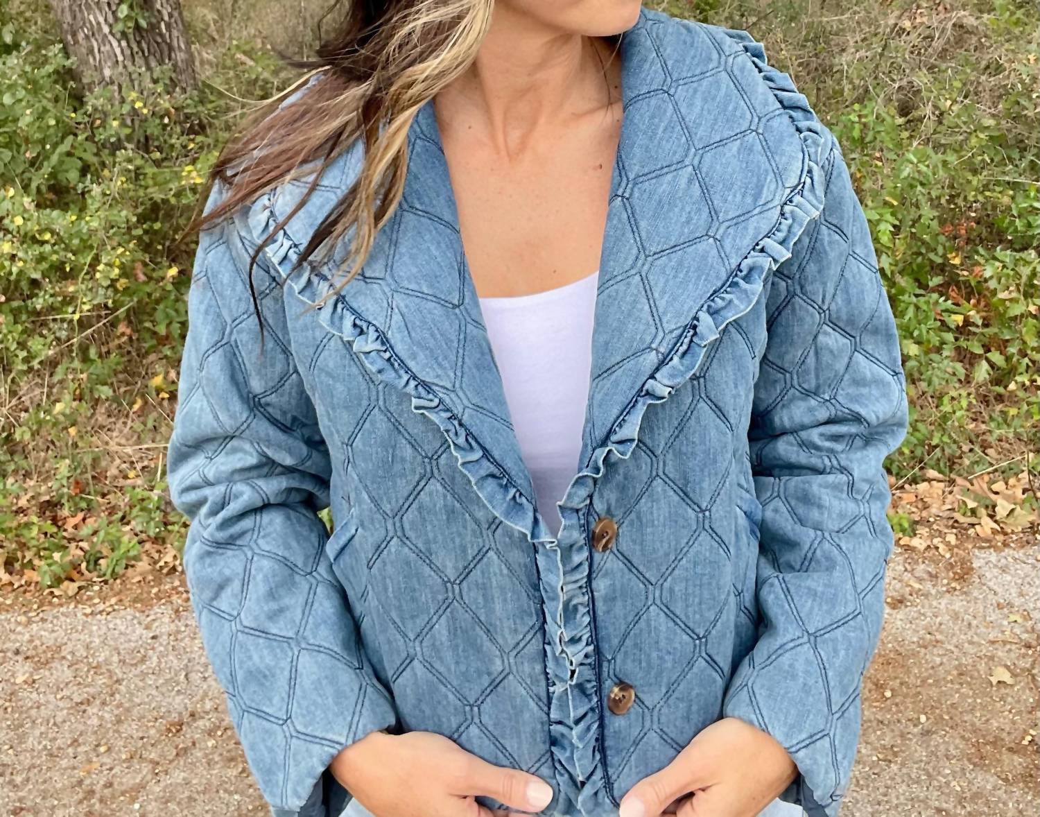 Storia - Jade Button-up Denim Quilted Jacket