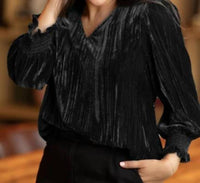 Michelle Mcdowell - Crushed Velvet Ruffle Top
