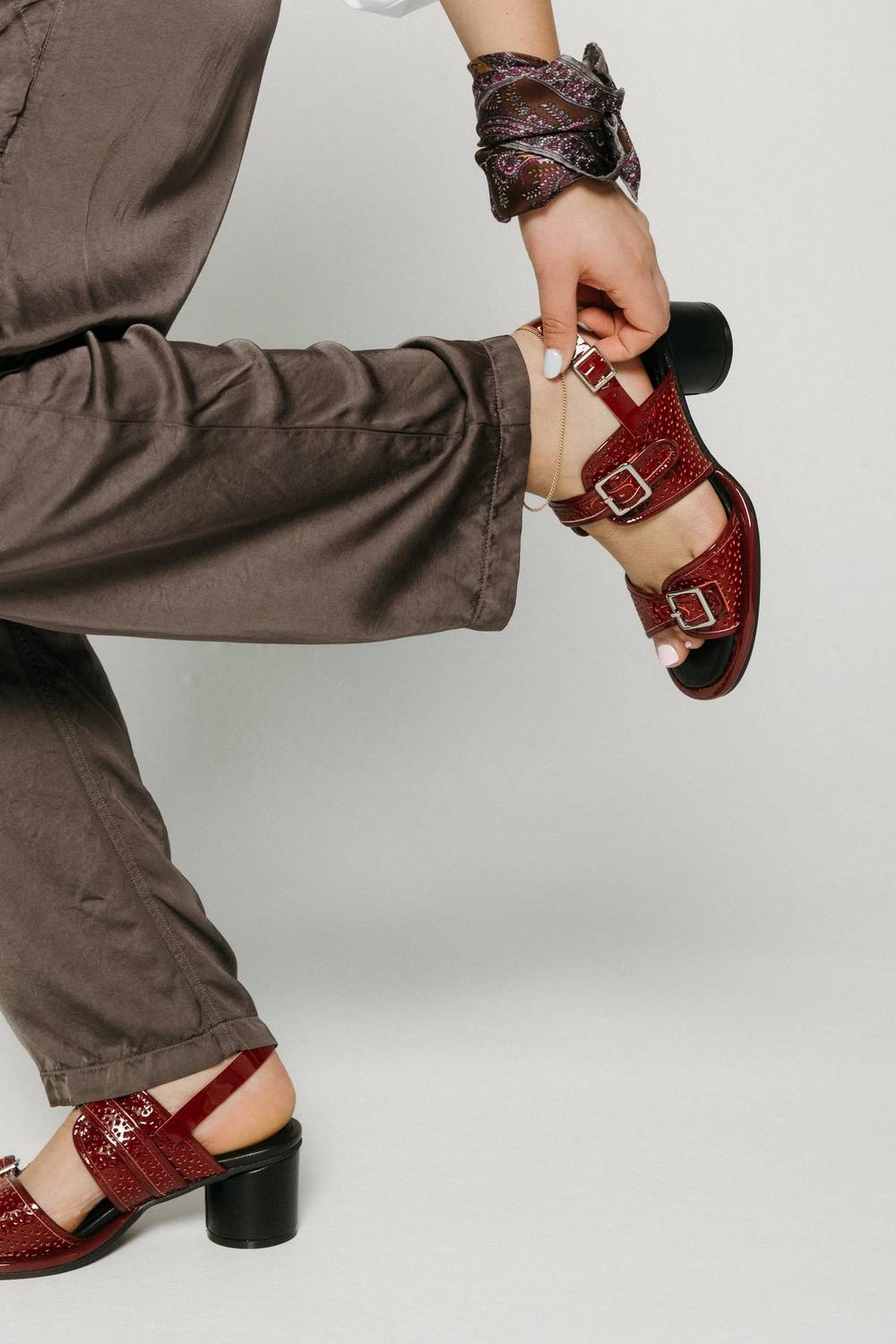 All Black - Women's Triple Buckle Lady Red Sandals