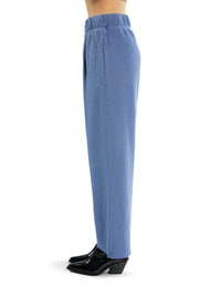 LES TIEN Penny Pleated Pant in washed periwinkle - women's pants - detail view