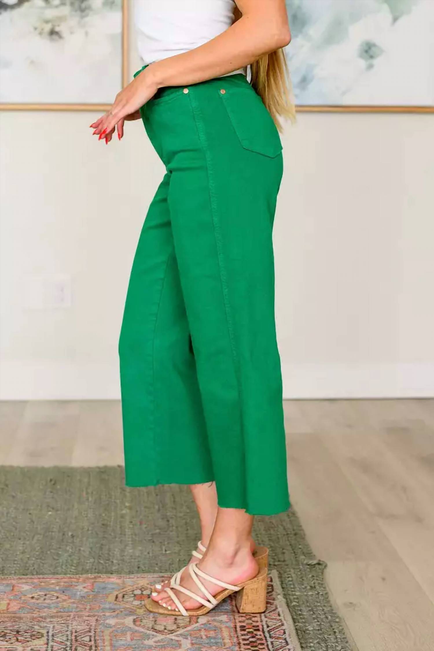 Judy Blue - High Rise Control Top Wide Leg Crop Jeans