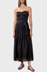 Moon River - Pleated Strapless Midi Dress