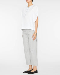 Tibi Eco Poplin Balloon Origami Top in white 1 - women's t-shirt - alternate view