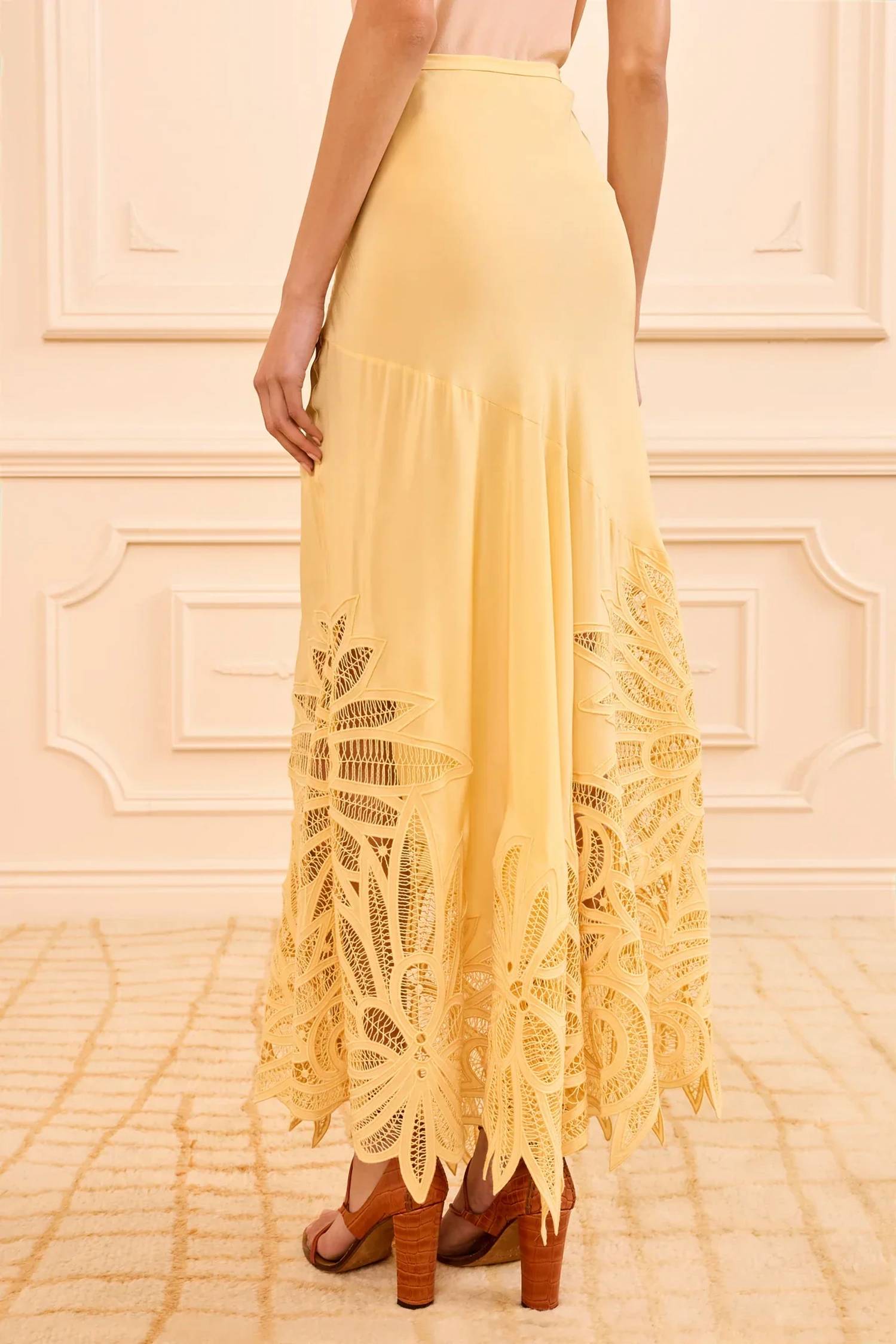 Ulla Johnson - Oona Lace Applique Midi Skirt