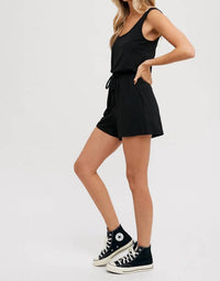 Bluivy - Sleeveless Knit Drawstring Romper