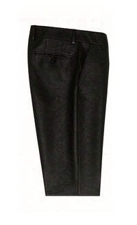 Cigar Men's Double Breasted Leather Feel Suit 2 Piece Set in black - men's jacket - detail view
