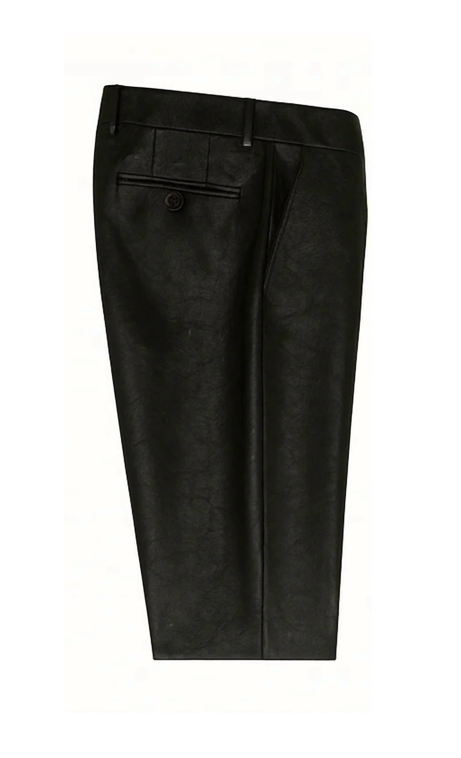 Cigar Men's Double Breasted Leather Feel Suit 2 Piece Set in black - men's jacket - detail view